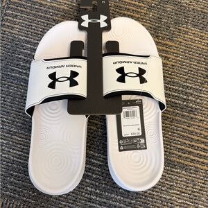 Under Armour Black and White Slide Sandals